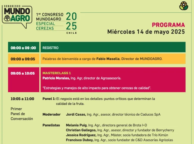 Congresso Mundoagro Cherry Special: nel 2025 il primo congresso tecnico dedicato alla ciliegia in Cile